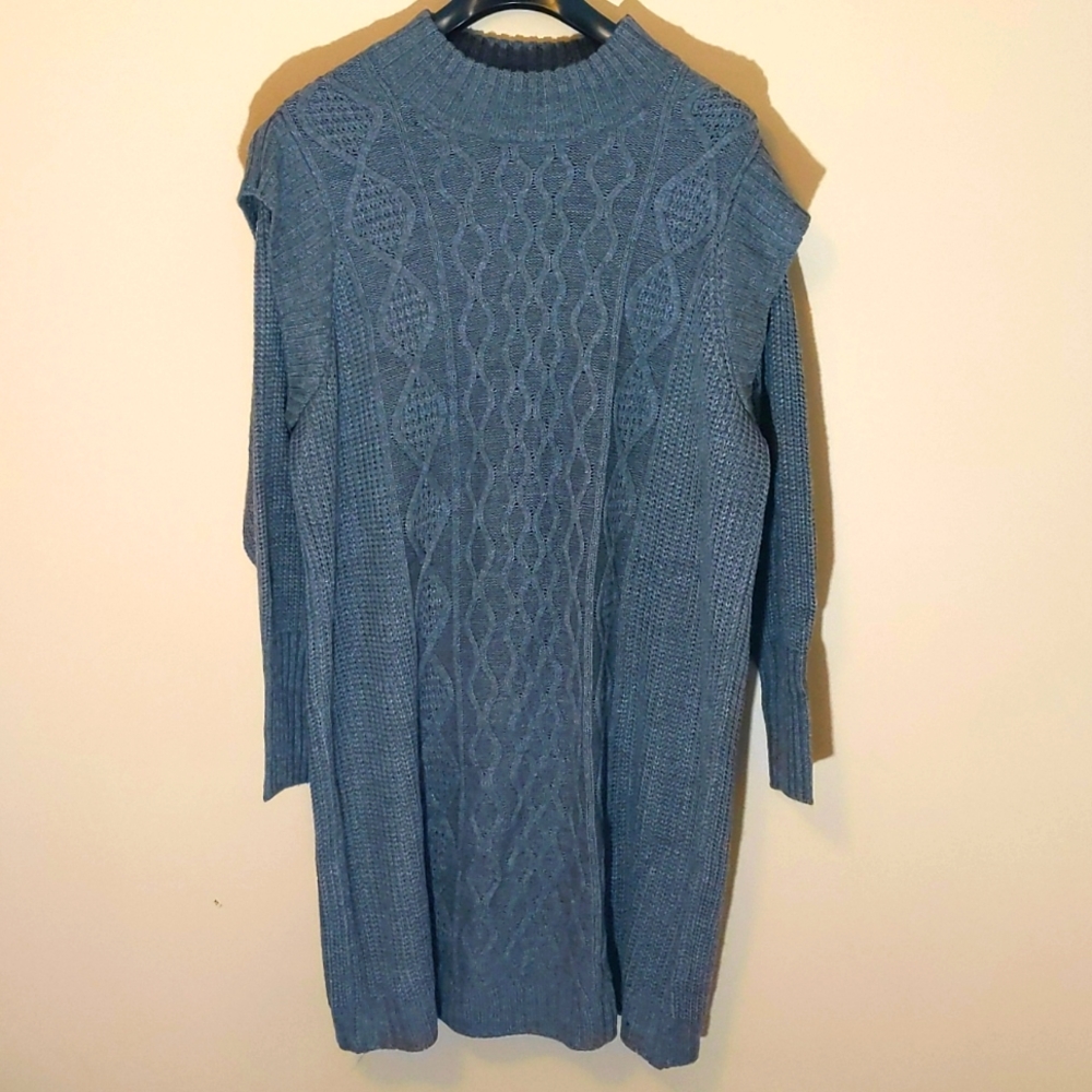 Joe Fresh| NWT Grey Thick Knit Crew Neck Sweater Mini Dress Acrylic